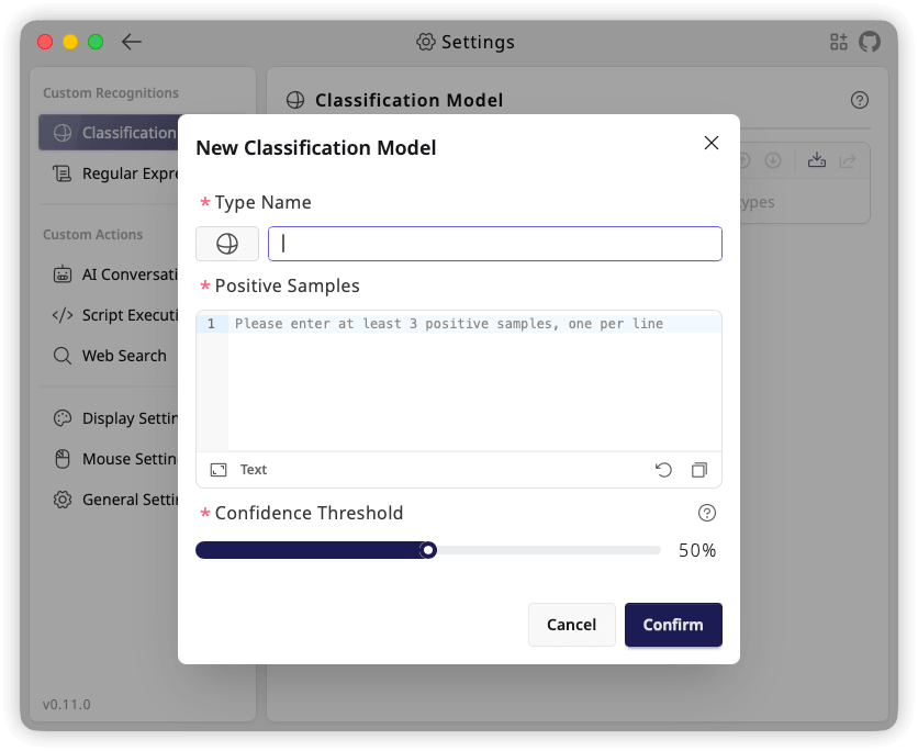 TextGO classification model editor