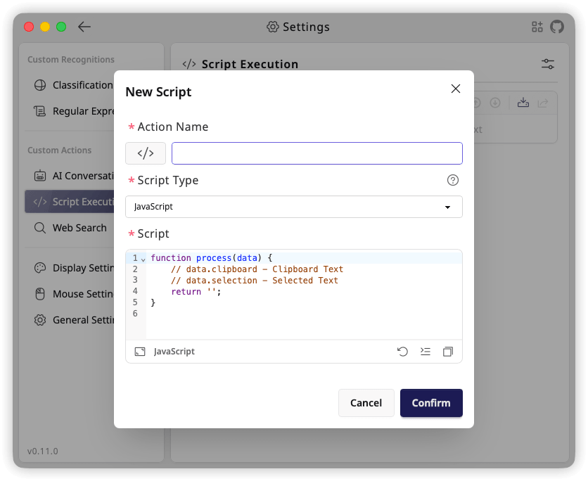 TextGO JavaScript script editor