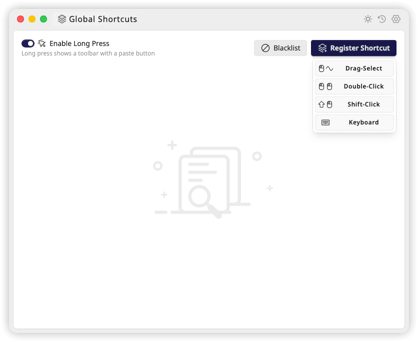 TextGO shortcut trigger menu
